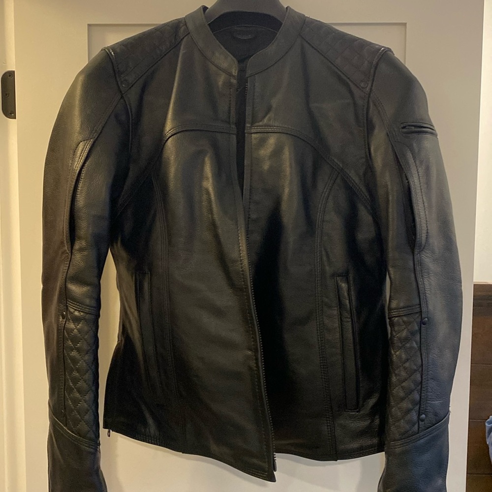 Ladies leather motorcycle jacket